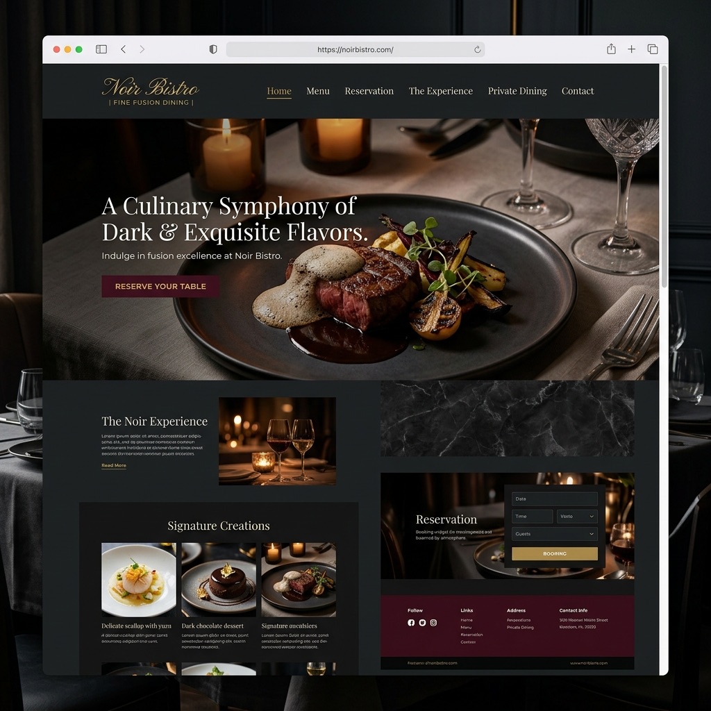 Noir Bistro — Fine Dining Fusion Restaurant Website crafted by AETHER with AI precision